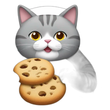 Grey fat cat eating cookies sticker