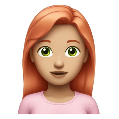 Red hair with green eyes girl with pink wear sticker