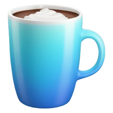 Realistic isolated gradient light blue hot chocolate mug. sticker