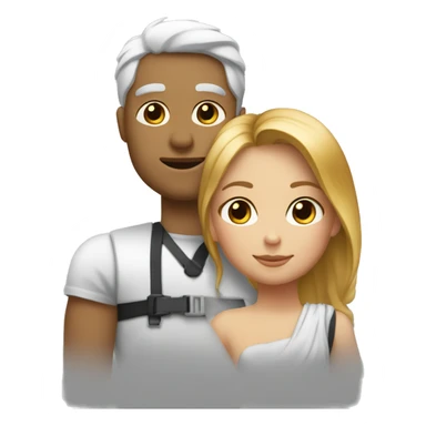 un mec métisse qui fait un câlin à une fille blanche cheveux noir sticker