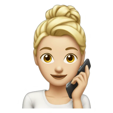 women white with blonde hair tied up in a bun with phone sticker