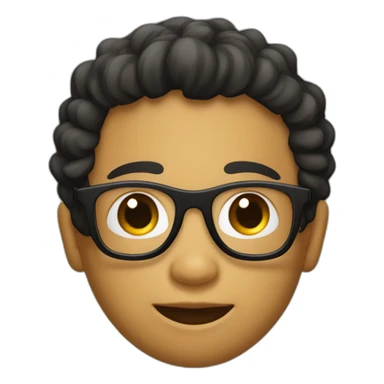 Niño con pelo rizado negro y gafas sticker