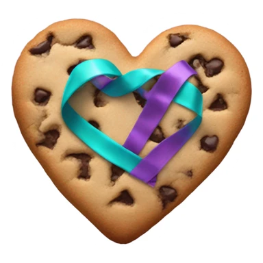 Cookie heart with teal purple awareness ribbon sticker