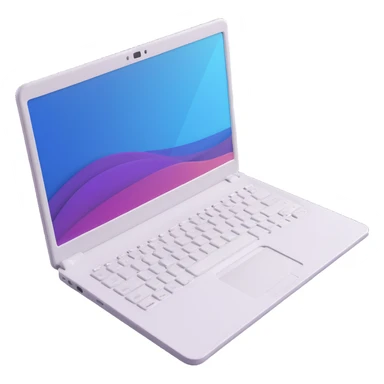 Remove the Mac logo from the laptop, keeping the rest of the image unchanged. Maintain the modern 3D Apple emoji style, soft shadows, glossy details, and transparent background. sticker