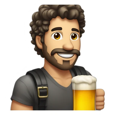 Hombre blanco con pelo negro corto sosteniendo una jarra de cerveza sticker