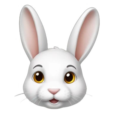 Lapin nain blanc tete marron sticker