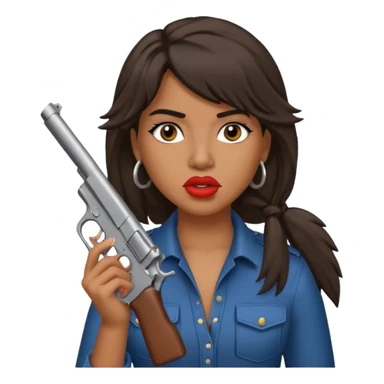 latina with mullet putting gun in her mouth sticker