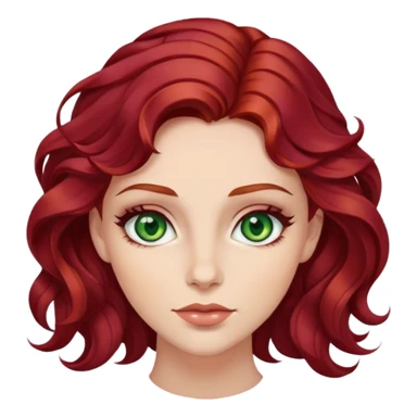 Femme yeux verts et cheveux rouge bordeaux ondulés sticker