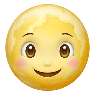 Venus planet with cloudy yellow surface and a cute happy smiling face sticker