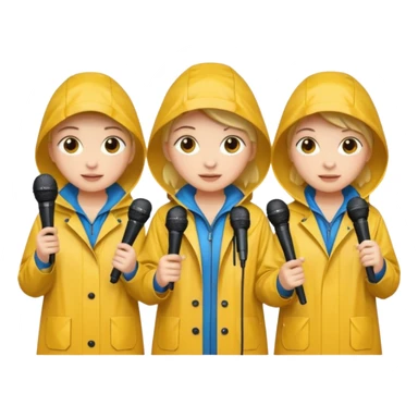 people with rain coat and microphone sticker