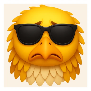 Make the yellow eagle with sunglasses look sad in the style of emoji style (apple style emojis). sticker