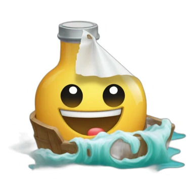 Bouteille à la mer avec un parchemin dedans sticker