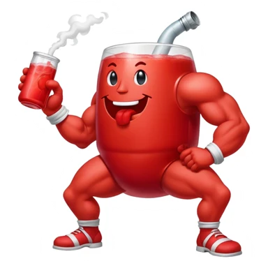 Red pitcher Kool-Aid man character with muscular legs smoking a bong sticker