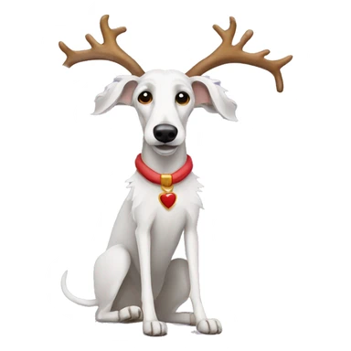 Scruffy bedlington whippet wearing antlers  sticker