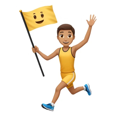 happy runner waving a flag that says 'emojiland’ sticker