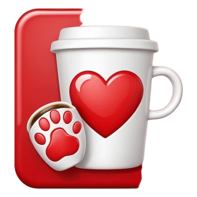 heart with a paw print and a coffee cup sticker