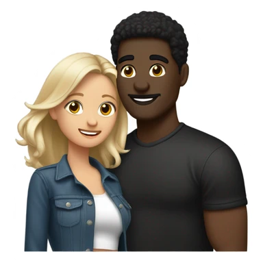 una pareja, el hombre es más alto, el hombre tiene pelo negro   la mujer es bastante más baja, es de piel clara, su pelo es oscuro, sus ojos resaltan por sus pestañas, está usando una blusa blanca y unos shorts negros sticker