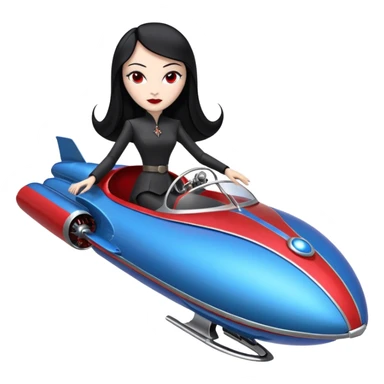 Ultra Jetson’s Jedi teen Morticia Addams flying a chrome accented red and blue Zephyr-J Jumpspeeder anti-gravity repulsorlift powered by an imperial speeder steampunk hypercar  sticker