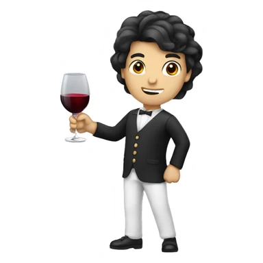 "A waiter carrying a wine glass." black hair white skin






 sticker