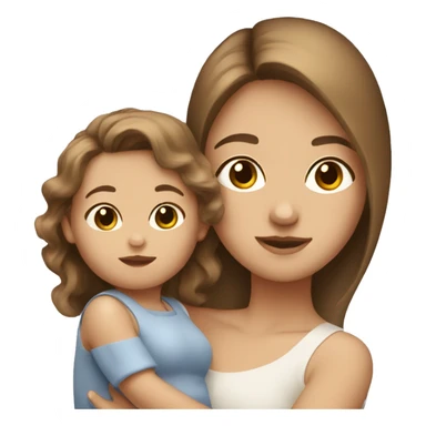 White brown haired girl holding a baby with light brown hair  sticker