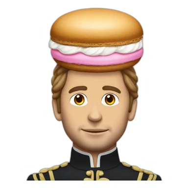 macron with a macaroon on his head sticker