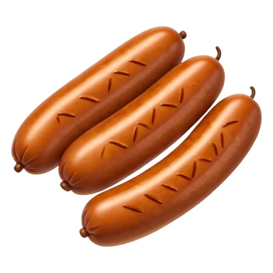 Three sausages linked together.
Apple emoji style sticker