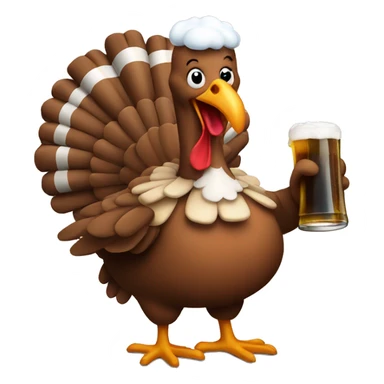 happy turkey drinking a beer sticker