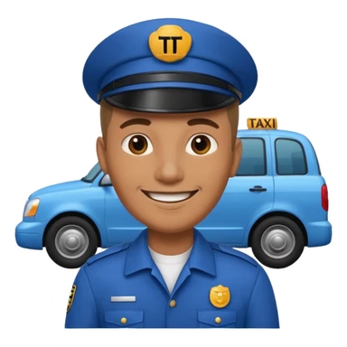a taxi driver in blue uniform sticker