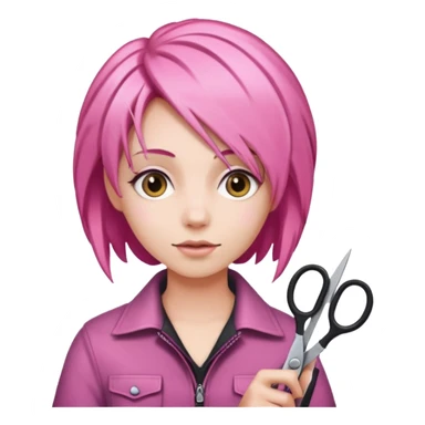 Pink hair scissor sticker