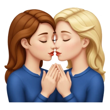 two women kissing hands wrapped around each other sticker