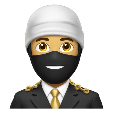 News anchor wearing a balaclava and gold chain sticker