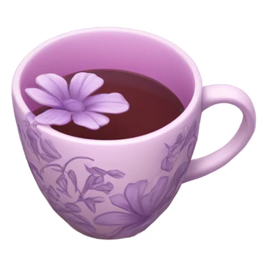a beautiful aesthetic cup in pastel purple with a floral pattern in dark pink and next to it a love letter in purple  sticker