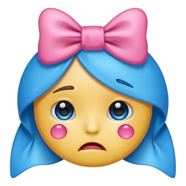 crying emoji with a bow on top sticker