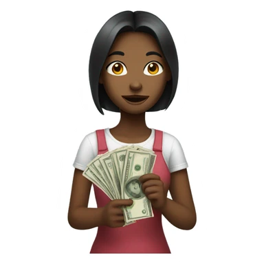 girl holding money  sticker