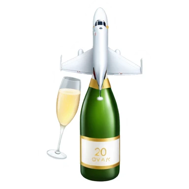 Jet on New Year’s with bottle of champagne  sticker