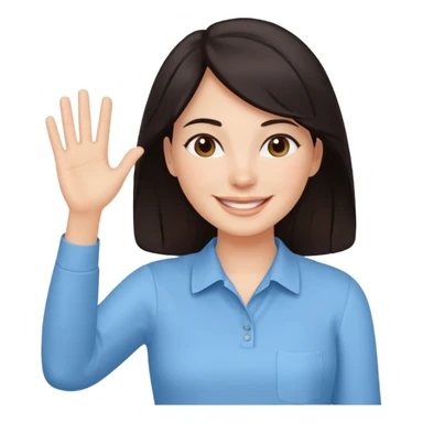 mujer de pelo oscuro saludando hello sticker