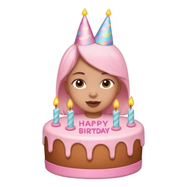 birthday girl emoji but not an actual girl i need the "birthday girl" words with cute baby pink font and a cake sticker