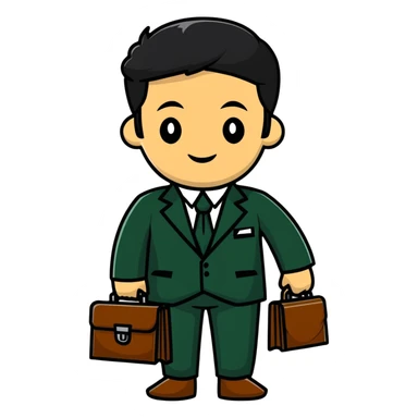 Professional Pakistani diplomat in traditional formal clothing with briefcase sticker