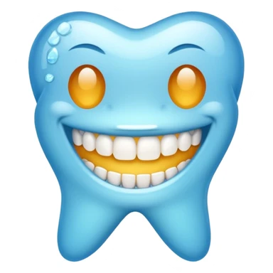 sparkling set of teeth with braces, cheerful emoji style sticker