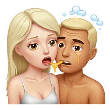 Woman puking on man sticker