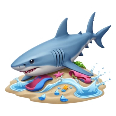 A shark with blue shoes on land near water not in it sticker