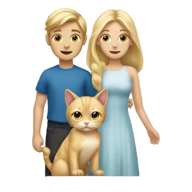 A blonde girl holding a blonde cat and beside the blonde girl a boy they need to marry sticker