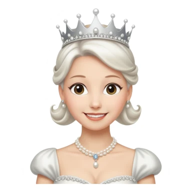 Queen with white bun hair – silver tiara, pearl necklace, elegant gown sticker
