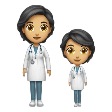Doctora castaña cabello kargo sticker