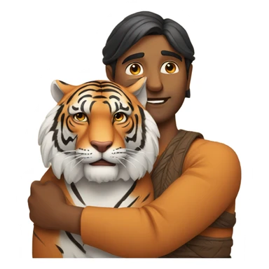 Indian man hugging tiger sticker