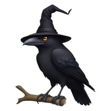 crow wearing witch hat sticker