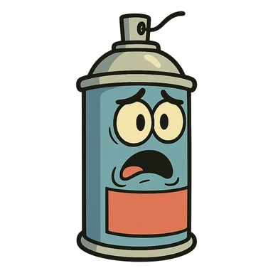 cartoon spray can with expressive face and vibrant colors sticker