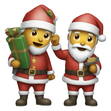 Santa holding an AR sticker