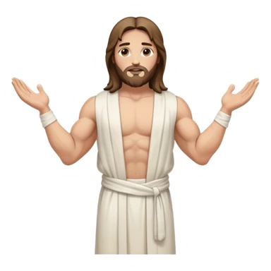 fullbody jesus christ jacked, sleeveless white robe and arm crossed sticker
