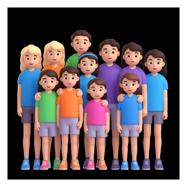 depict 8 people, 5 of which are girls and 4 are boys sticker